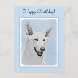 White Shepherainting - Niedliche Original Hunde Ku Postkarte
