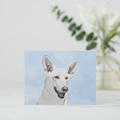 White Shepherainting - Niedliche Original Hunde Ku Postkarte (Stehend Vorderseite)
