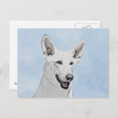 White Shepherainting - Niedliche Original Hunde Ku Postkarte (Vorne/Hinten)