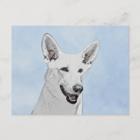 White Shepherainting - Niedliche Original Hunde Ku Postkarte (Vorderseite)