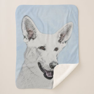 White Shepherainting - Niedliche Original Hunde Ku Sherpadecke