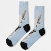 White Shepherainting - Niedliche Original Hunde Ku Socken (Linkes Detail)