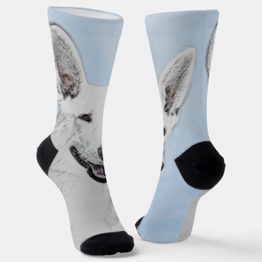 White Shepherainting - Niedliche Original Hunde Ku Socken (Gewinkelt)