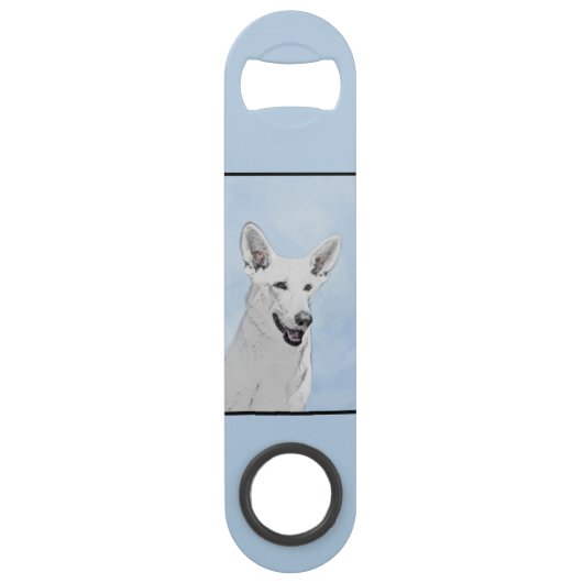 White Shepherainting - Niedliche Original Hunde Ku Speed Flaschenöffner (Rückseite)