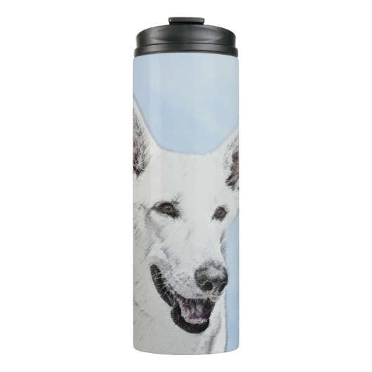 White Shepherainting - Niedliche Original Hunde Ku Thermosbecher (Vorderseite)