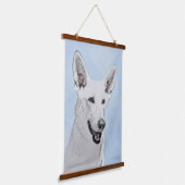 White Shepherainting - Niedliche Original Hunde Ku Wandteppich Mit Holzrahmen (Gewinkelt)