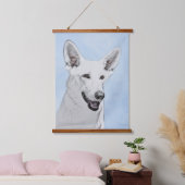 White Shepherainting - Niedliche Original Hunde Ku Wandteppich Mit Holzrahmen (Schlafzimmer)