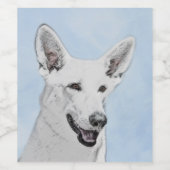 White Shepherainting - Niedliche Original Hunde Ku Weinetikett (Einzelnes Label)