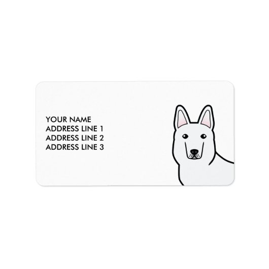 White Shepherd White German Shepherd & Custom Text Adressaufkleber (Vorne)