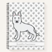 White Shepherd White German Shepherd & Custom Text Notizblock (Vorderseite)