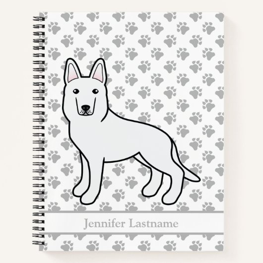 White Shepherd White German Shepherd & Custom Text Notizblock (Vorderseite)
