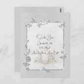 White Shiny Elegant Sparkly Save the Date Postkarte (Vorne/Hinten)