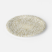 White & Shiny Gold Dots Confetti Elegantes Chic Gl Pappteller (Schrägansicht)