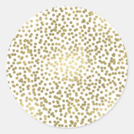 White & Shiny Gold Dots Confetti Elegantes Chic Gl Runder Aufkleber