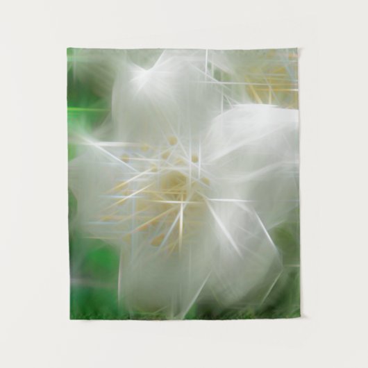 White Shiny Jasmine Wandteppich (Vorderseite)