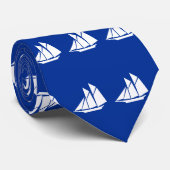 White Ship Muster auf Royal Blue Neck Tie Krawatte (Gerollt)