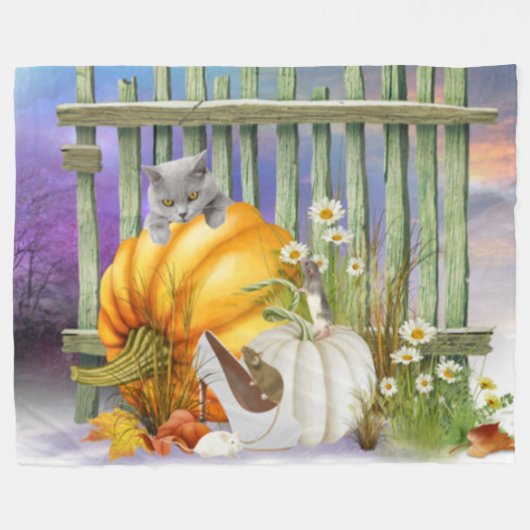 White Shoe Lost im Pumpkin Patch Collage Fleecedecke (Vorderseite (Horizontal))