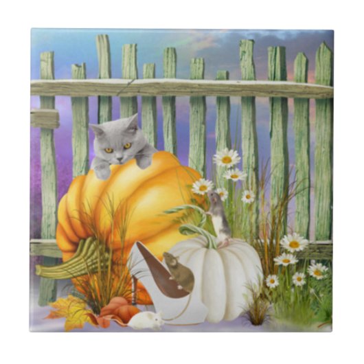 White Shoe Lost im Pumpkin Patch Collage Fliese (Vorderseite)