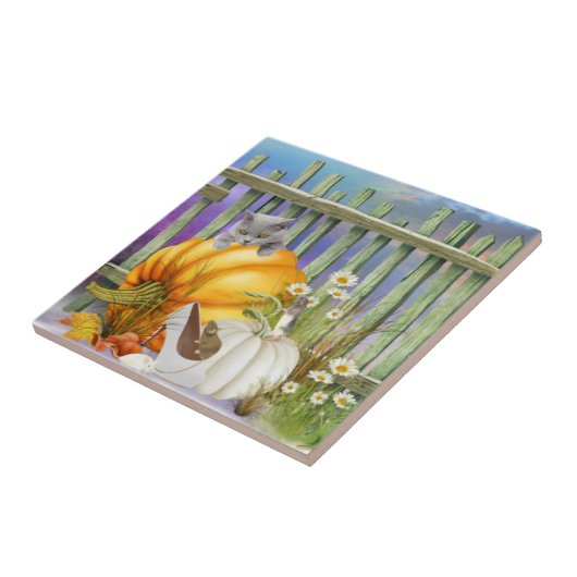 White Shoe Lost im Pumpkin Patch Collage Fliese (Seite)