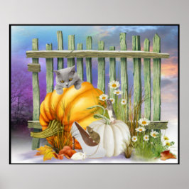 White Shoe Lost im Pumpkin Patch Collage Poster