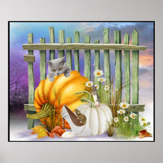 White Shoe Lost im Pumpkin Patch Collage Poster (Vorne)