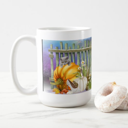 White Shoe Lost in the Pumpkin Patch ist eine Coll Kaffeetasse (Mit Donut)