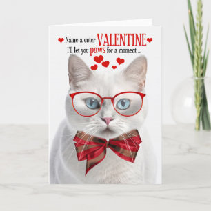 White Shorthair Cat Lover Valentine Feline Spaß Feiertagskarte