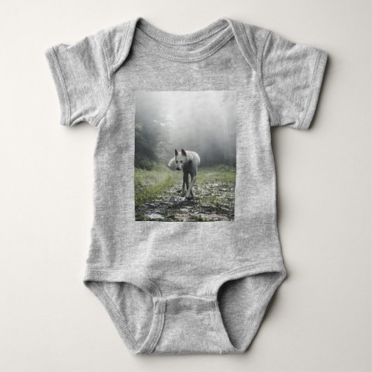 White Siberian Husky Baby Strampler (Vorderseite)