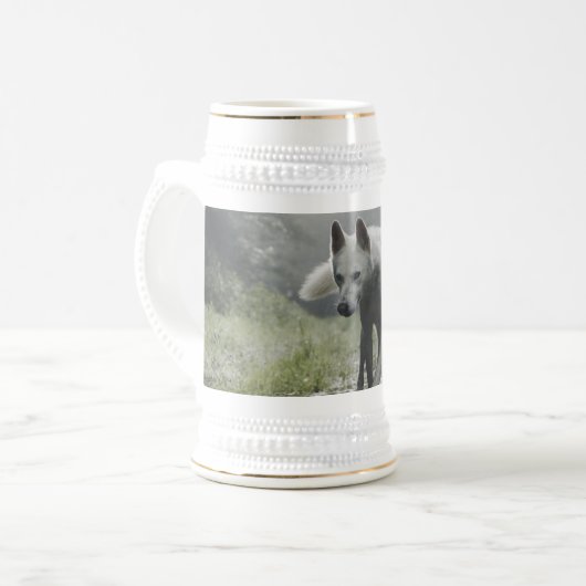 White Siberian Husky Bierglas (Vorderseite Links)