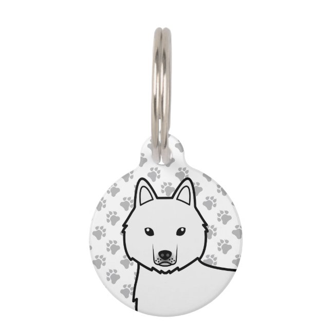 White Siberian Husky Cartoon Dog Head Haustiermarke (Vorderseite)