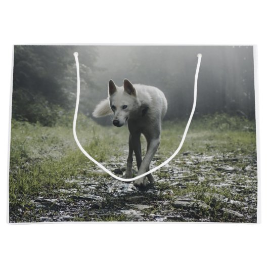 White Siberian Husky Große Geschenktüte (Vorderseite)