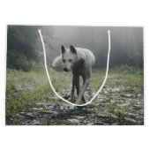 White Siberian Husky Große Geschenktüte (Rückseite)
