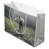 White Siberian Husky Große Geschenktüte (Rückseite Schrägansicht)