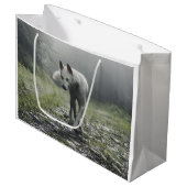 White Siberian Husky Große Geschenktüte (Vorderseite Schrägansicht)