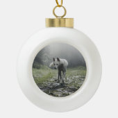 White Siberian Husky Keramik Kugel-Ornament (Vorderseite)