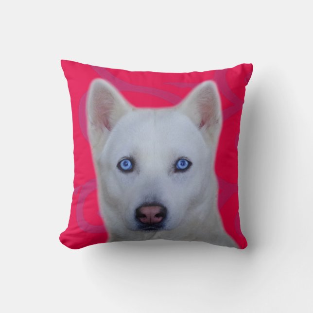 White Siberian Husky Kissen (Vorderseite)