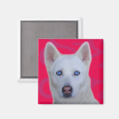 White Siberian Husky Magnet (Vorderseite/Rückseite)