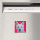 White Siberian Husky Magnet (In Situ (Geschirrspüler))