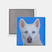 White Siberian Husky Magnet (Vorderseite/Rückseite)