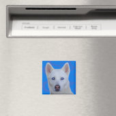 White Siberian Husky Magnet (In Situ (Geschirrspüler))