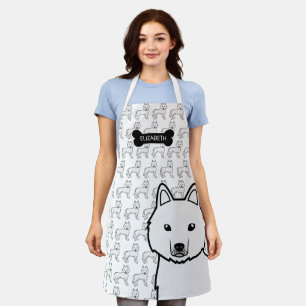 White Siberian Husky Niedlich Cartoon Dog & Name Schürze