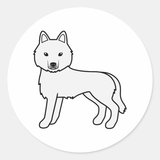 White Siberian Husky Niedlich Cartoon Dog Runder Aufkleber (Vorderseite)