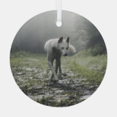 White Siberian Husky Ornament Aus Glas (Rückseite)