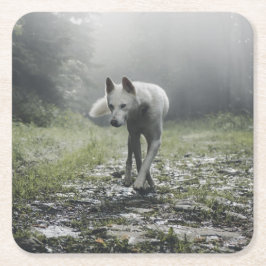 White Siberian Husky Rechteckiger Pappuntersetzer