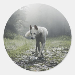 White Siberian Husky Runder Aufkleber