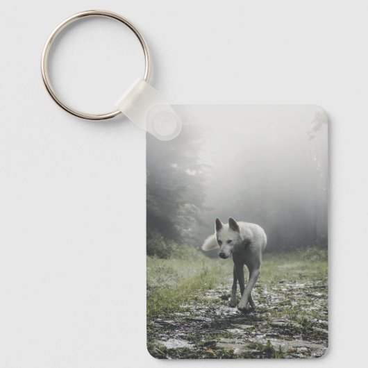 White Siberian Husky Schlüsselanhänger (Vorderseite)