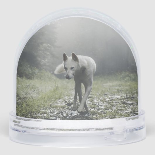 White Siberian Husky Schneekugeln (Rückseite)