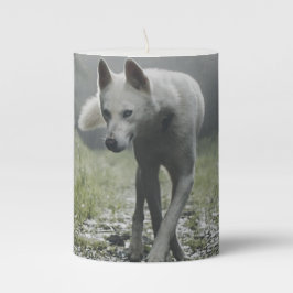 White Siberian Husky Stumpenkerze