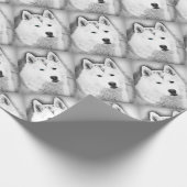 White Siberian Husky w/Blue Eyes Frische Kunst, Di Geschenkpapier (Ecke)