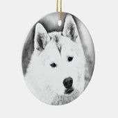 White Siberian Husky w/Blue Eyes Frische Kunst, Di Keramikornament (Rechts)